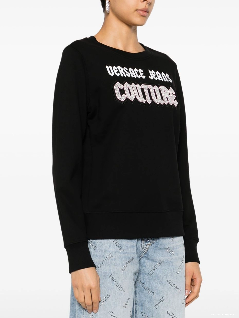 Affordable Women bead-embellished Couture cotton sweatshirt Versace Jeans 0819